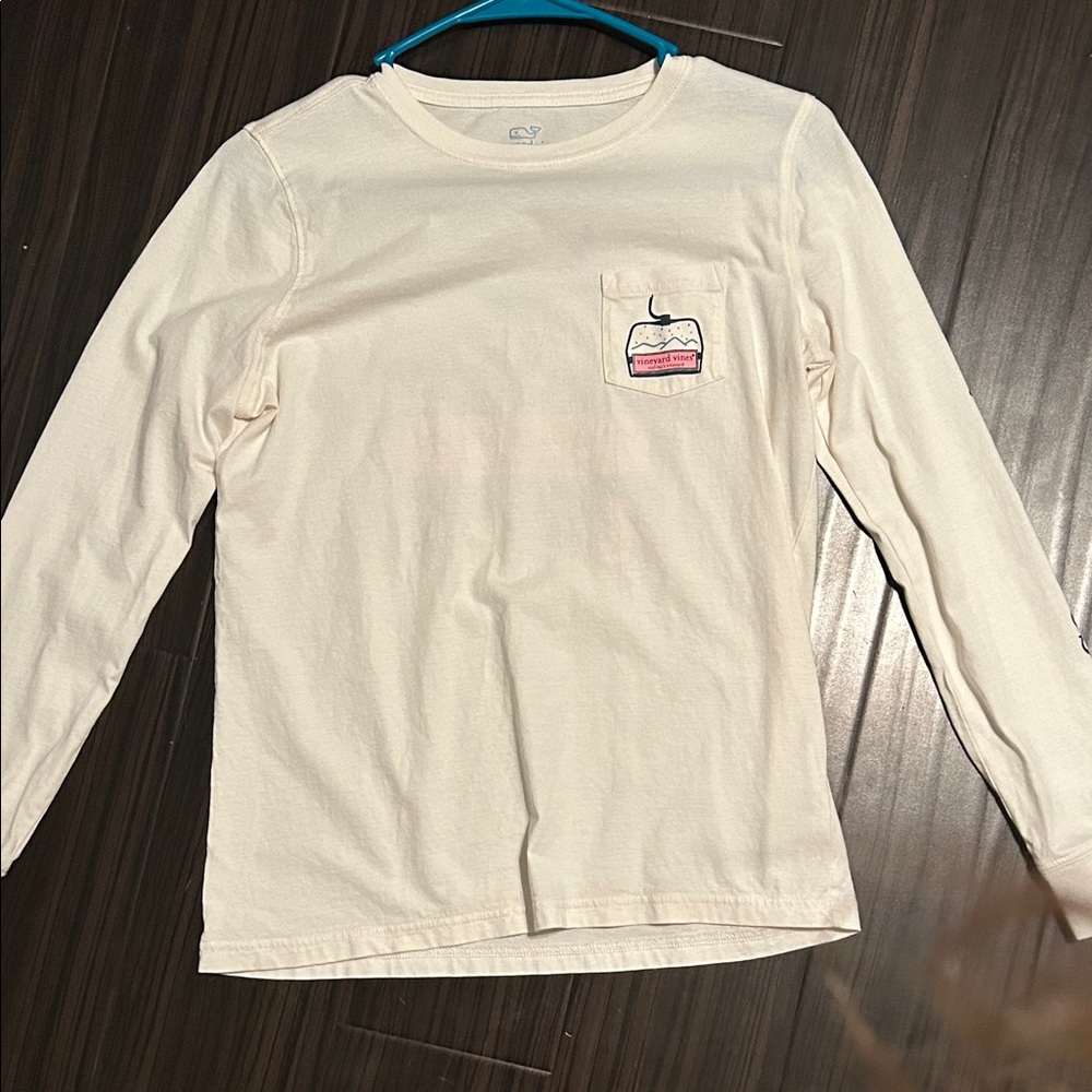 Cream Long Sleeve Kids Shirt with Pocket Design